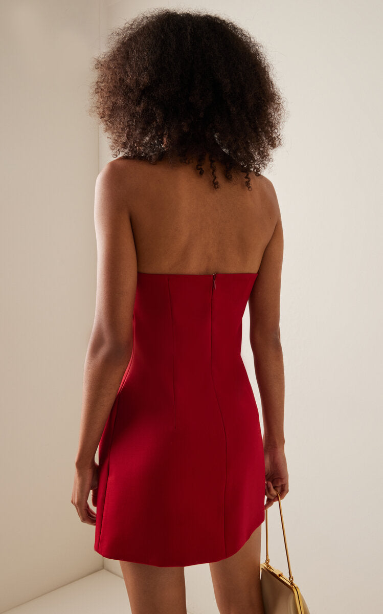 RED NOTCHED STRAPLESS BODYSUIT