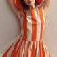 TANGERINE STRIPES MINI BUBBLE DRESS