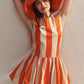 TANGERINE STRIPES MINI BUBBLE DRESS