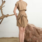 KHAKI BODYCON MINI TIE DRESS