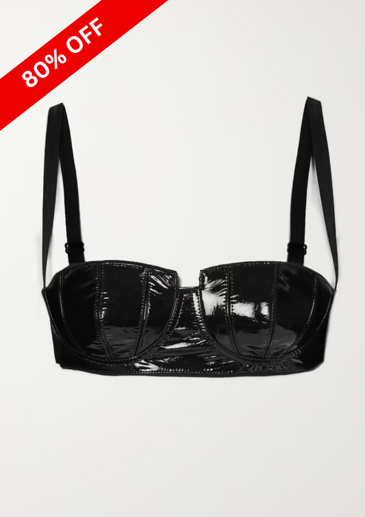 PU LEATHER BLACK BUSTIER TOP