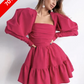 PUFF SLEEVE RUCHED DRESS