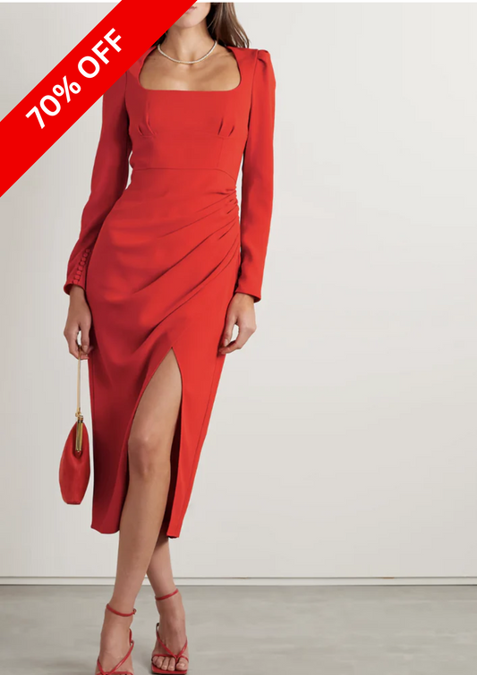 RED GRAZING SLIT DRESS