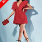 PLUNGING DRESS RUFFLE DRESS