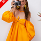 TANGERINE CUTE BOW MINI DRESS