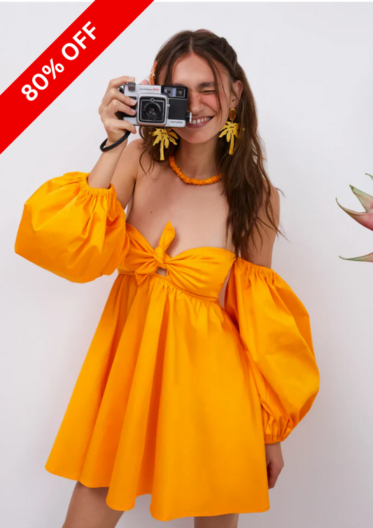 TANGERINE CUTE BOW MINI DRESS