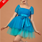 BLUE MONOCHROME TULLE DRESS