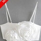 WHITE SATIN ROSE TOP