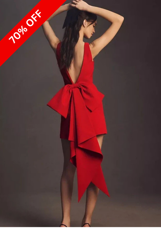 RED BACK BIG BOW DRESS