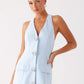SPIRAL BUTTON BUTTER MINI DRESS