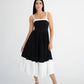 WHITE AND BLACK FLARED DRESS