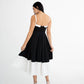 WHITE AND BLACK FLARED DRESS