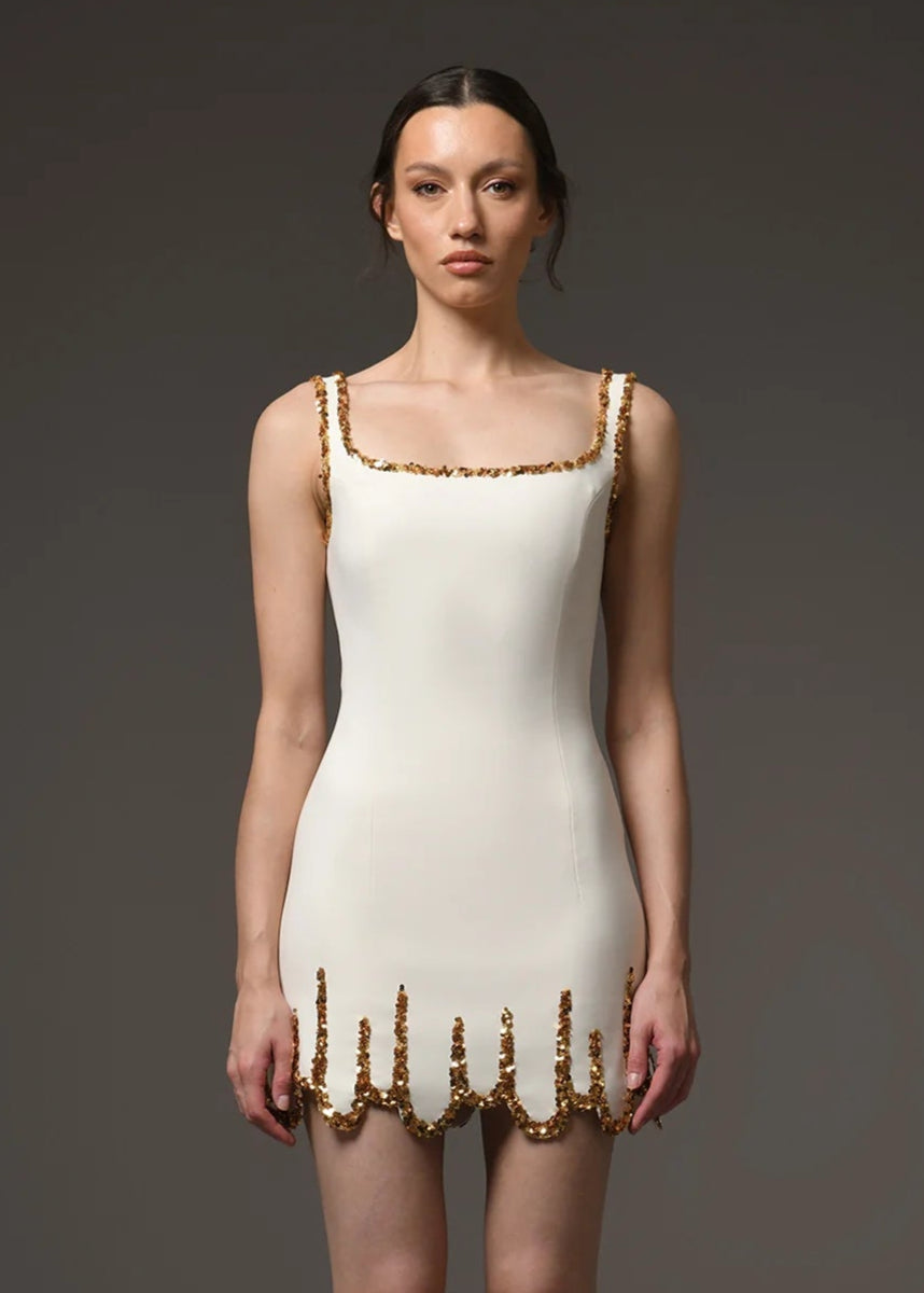 WHITE KEA EMBROIDERED MINI DRESS