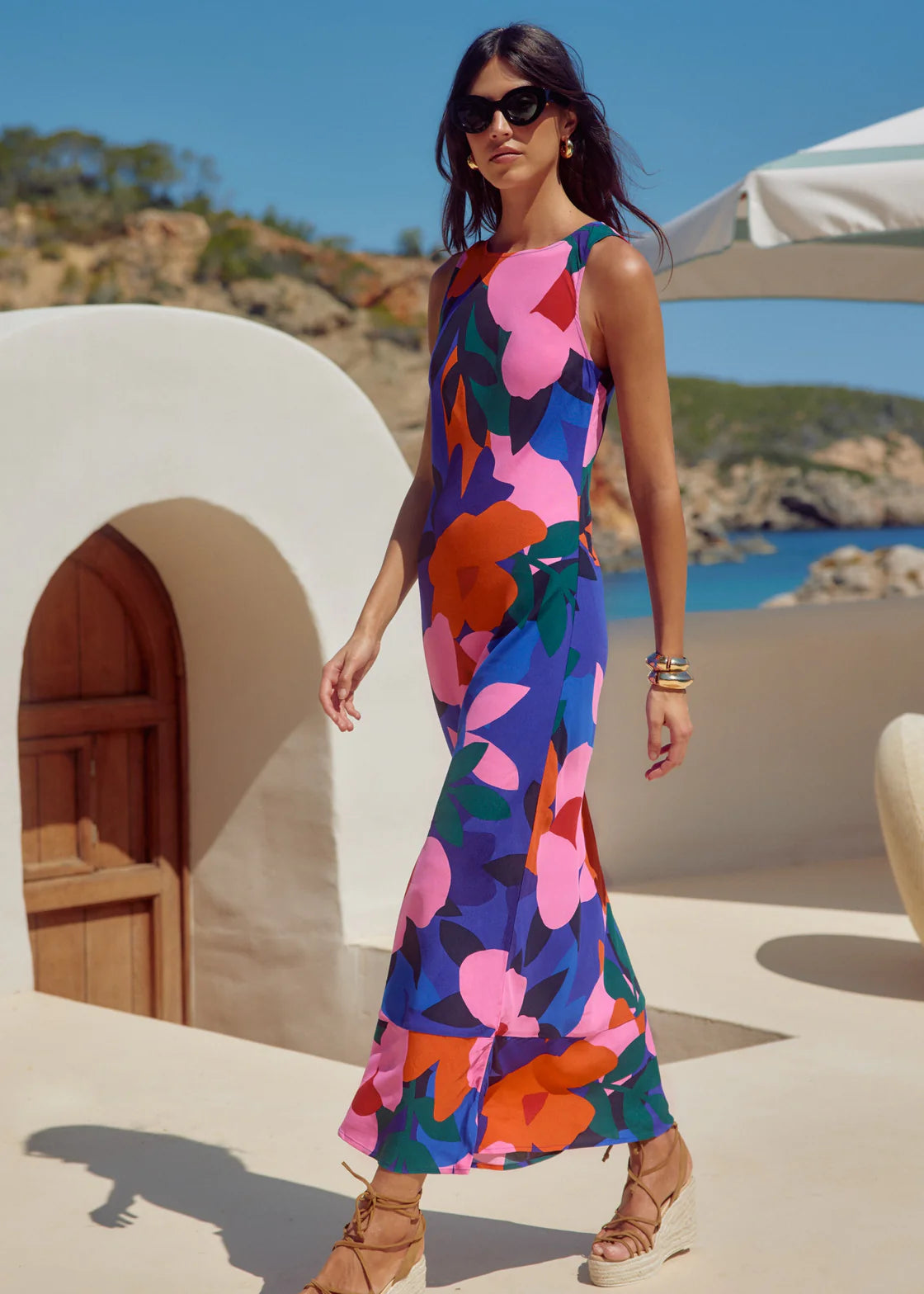 LEA CUPO BLUE FLORAL SUMMER DRESS