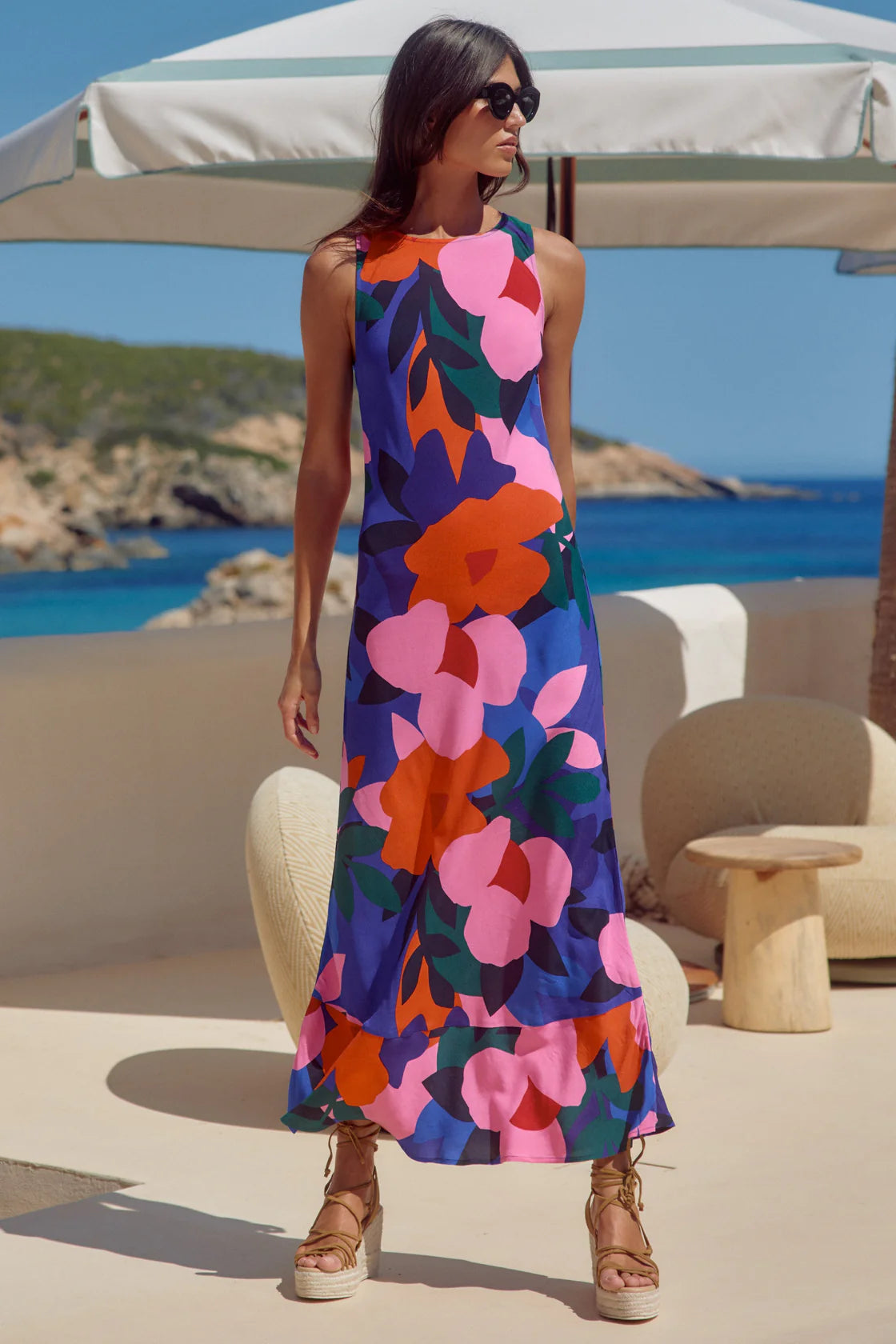 LEA CUPO BLUE FLORAL SUMMER DRESS