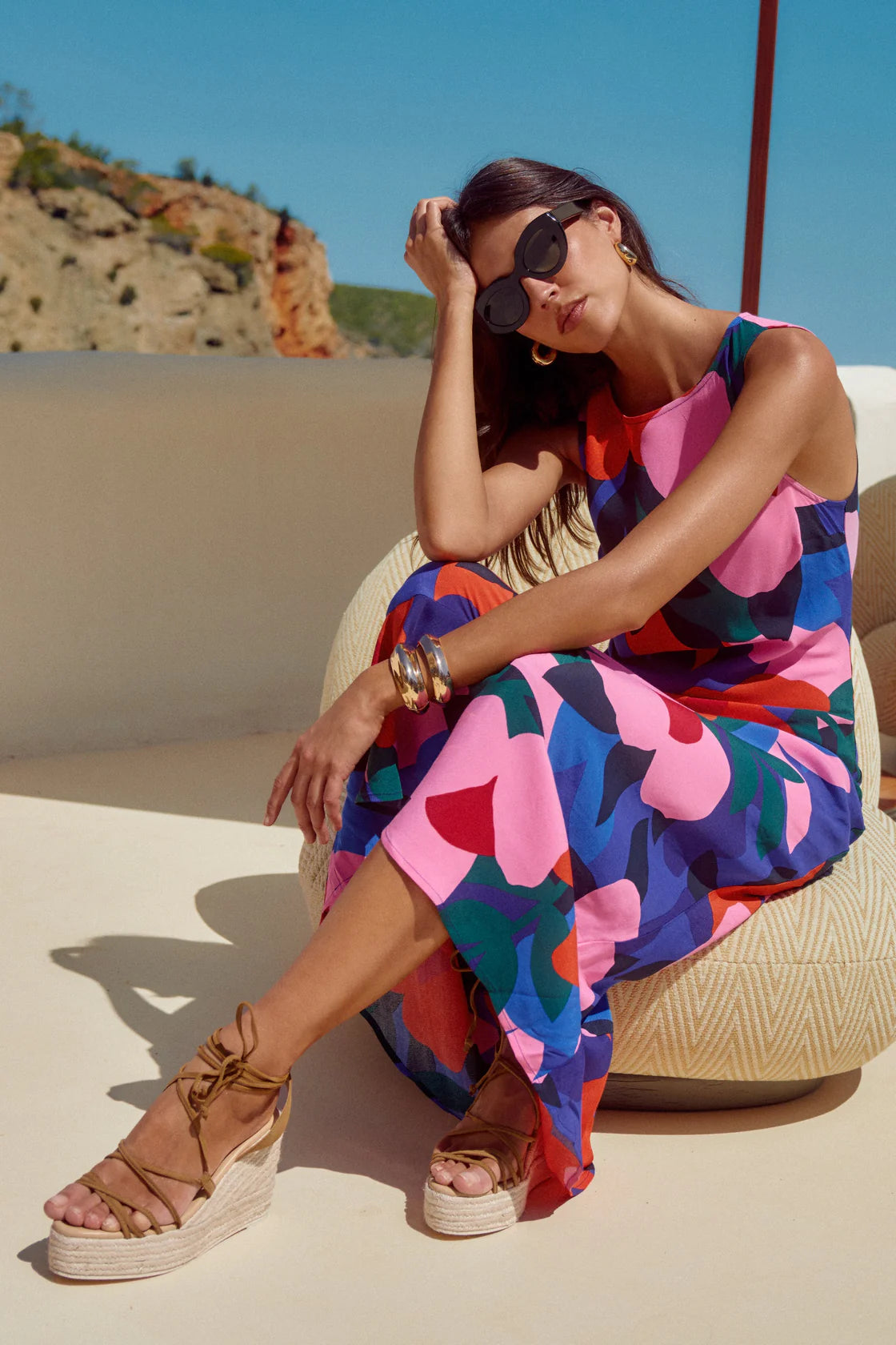 LEA CUPO BLUE FLORAL SUMMER DRESS