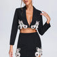 SKIRT SUIT SET WITH BUTTERFLY EMBROIDERY
