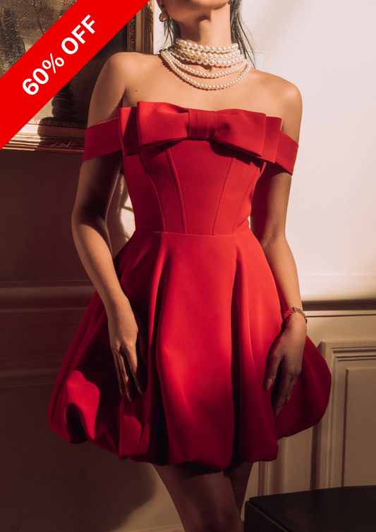 RED MINI BOW DRESS