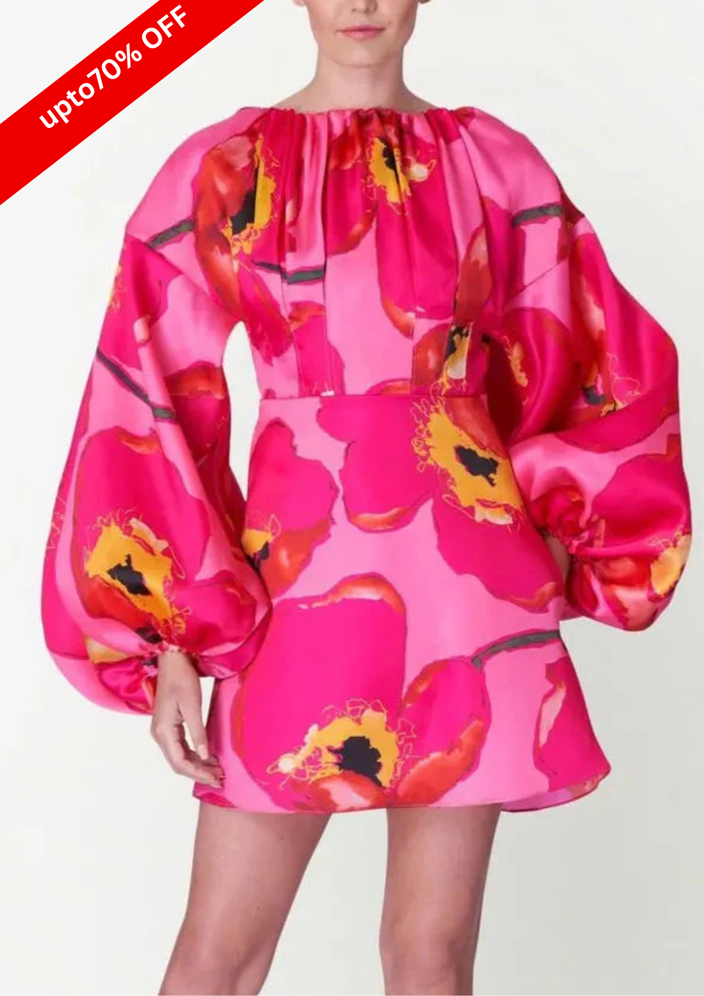 PINK FLORAL BALLOON DRESS