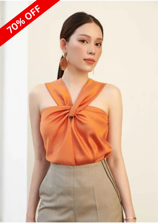 ORANGE TIE KNOT TOP