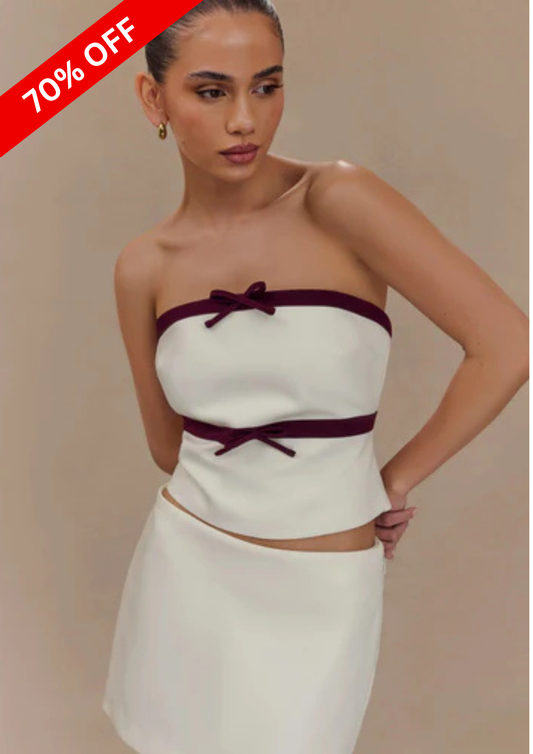 CHERRY RIBBON BOW TOP