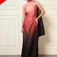 PEACH OMBRE NECK TIE DRESS