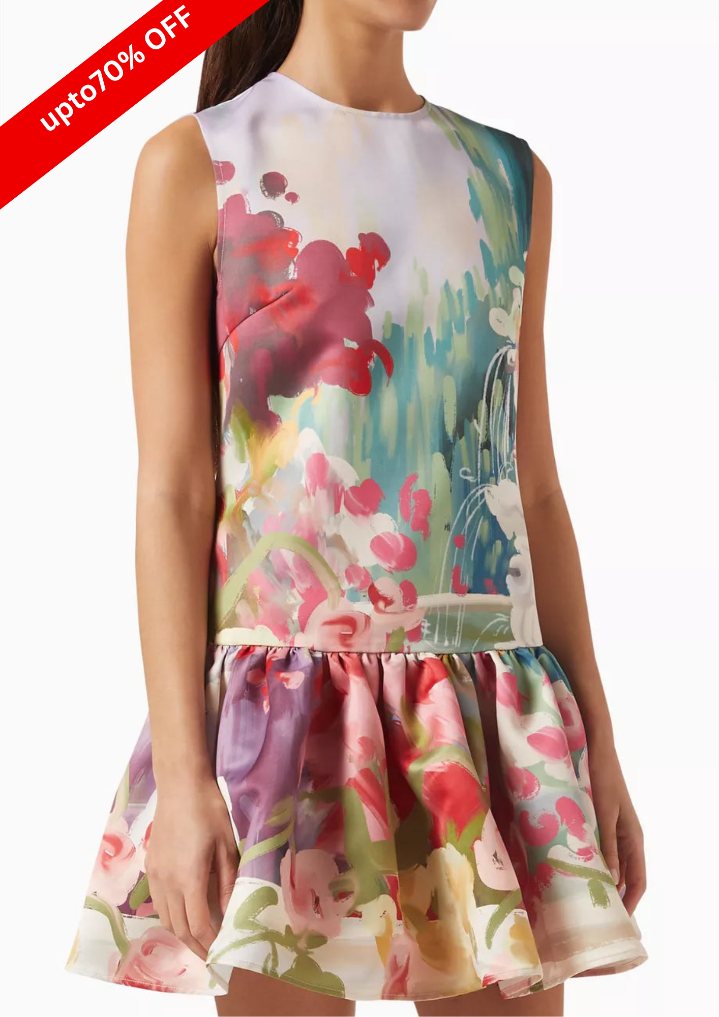 MULTICOLOR ABSTRACT PRINT DRESS