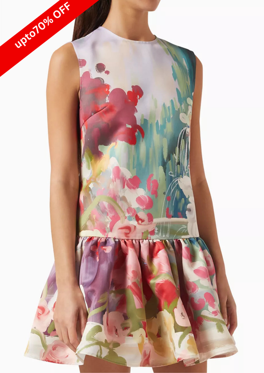 MULTICOLOR ABSTRACT PRINT DRESS