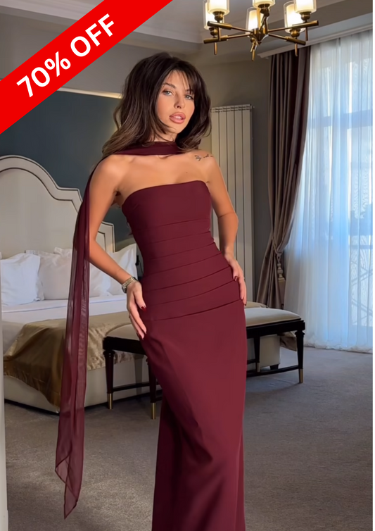 CHERRY BODY DRESS WITH SCARF