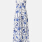 AZURE TILE PRINT FLOWY MAXI DRESS