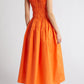 ORANGE SMOCKED BODICE COTTON DRESS