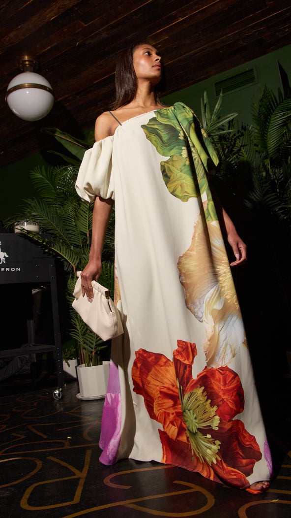 FLORAL ABSTRACT PRINT MAXI GOWN