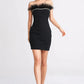 BODYCON MINI DRESS WITH FEATHERS