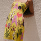 BOTANICA YELLOW PRINT FRINGE DRESS