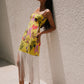 BOTANICA YELLOW PRINT FRINGE DRESS