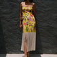 BOTANICA YELLOW PRINT FRINGE DRESS