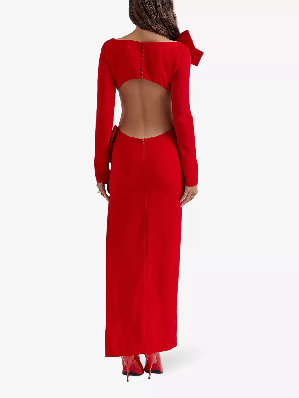 RED BOW MAXI DRESS