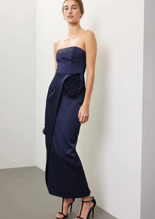 NAVY BLUE ROSETTE DRESS