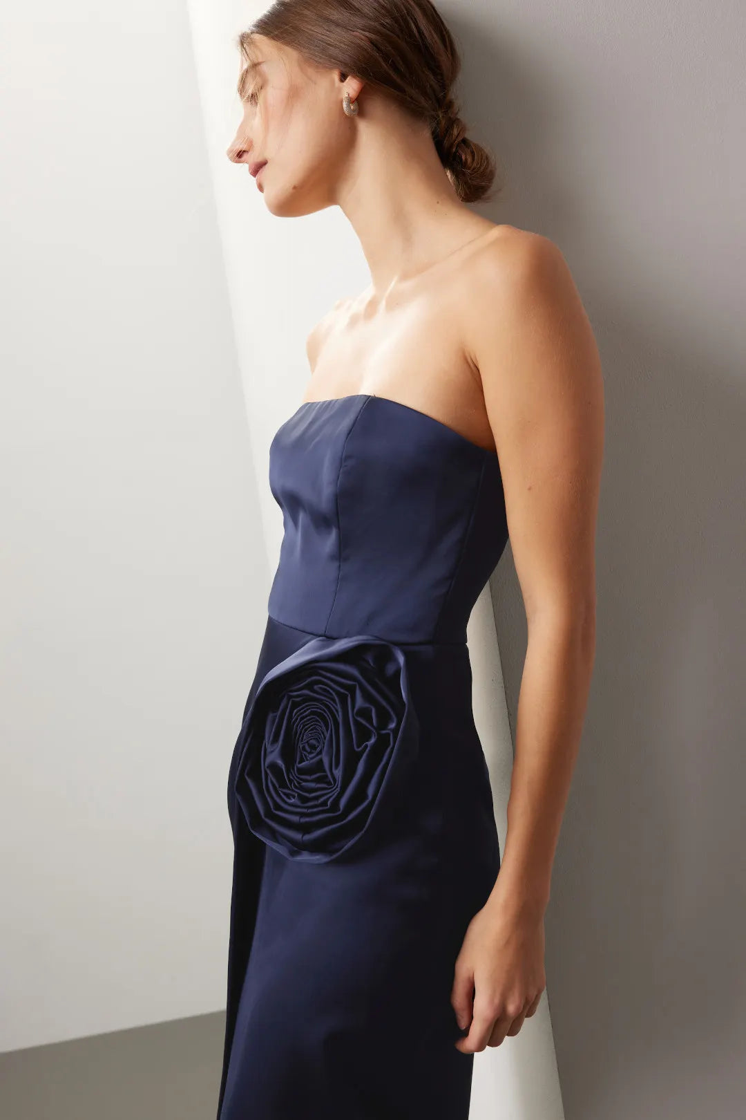 NAVY BLUE ROSETTE DRESS