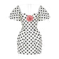 ROSE DETAIL POLKA DOT MINI DRESS