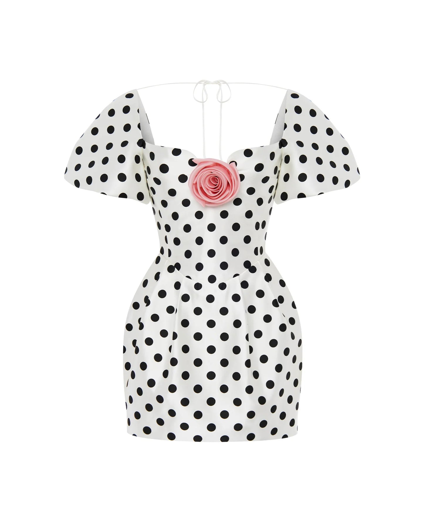 ROSE DETAIL POLKA DOT MINI DRESS