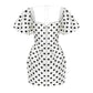 ROSE DETAIL POLKA DOT MINI DRESS