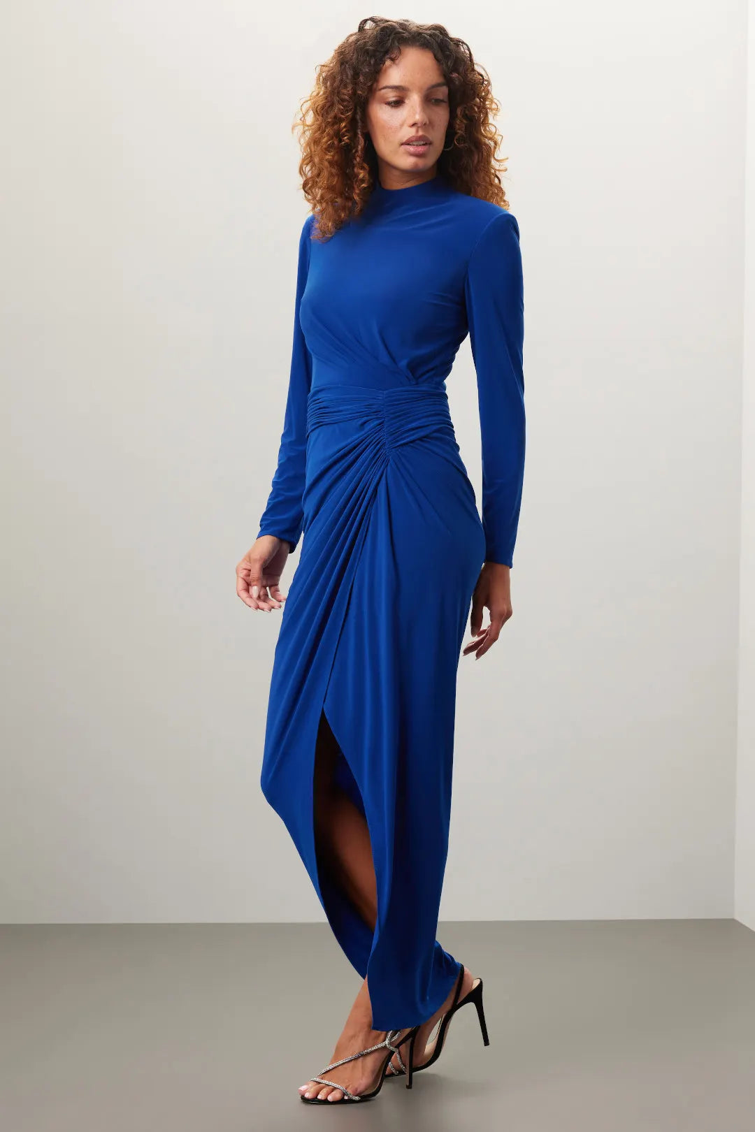 RUCHED LONG SLEEVE GOWN