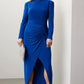 RUCHED LONG SLEEVE GOWN