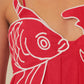 RED FISH EMBROIDERED MAXI DRESS