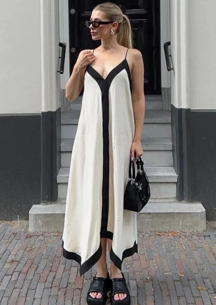 B&W HALTER NECK DRESS