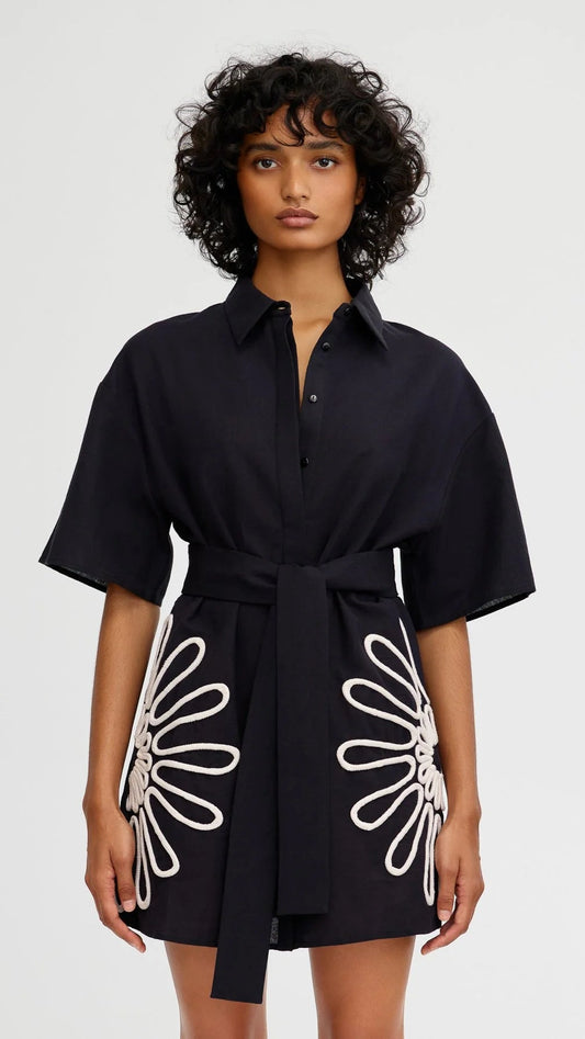 TARA EMBROIDERED SHIRT DRESS