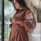 BROWN EMBROIDERED SLEEVE C0-ORD