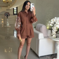 BROWN EMBROIDERED SLEEVE C0-ORD