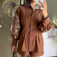 BROWN EMBROIDERED SLEEVE C0-ORD